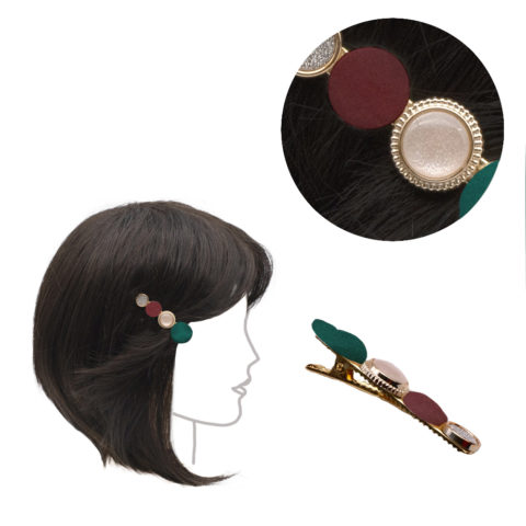 VIAHERMADA Pince à cheveux en métal avec décorations Vertes et Bordeaux 6cm