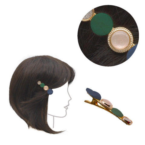 VIAHERMADA Pince à cheveux en Métal avec décorations bleues et vertes 6cm