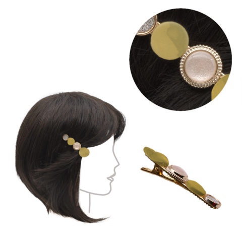 VIAHERMADA Pince à cheveux en Métal avec décorations Jaune Moutarde 6cm