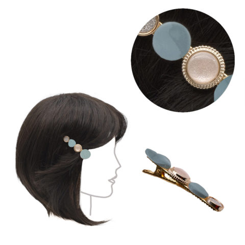 VIAHERMADA Pince à cheveux en métal avec décorations bleu clair 6cm
