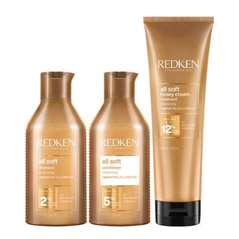 Redken All Soft Shampoo 300ml Conditioner 300ml Treatment 250ml