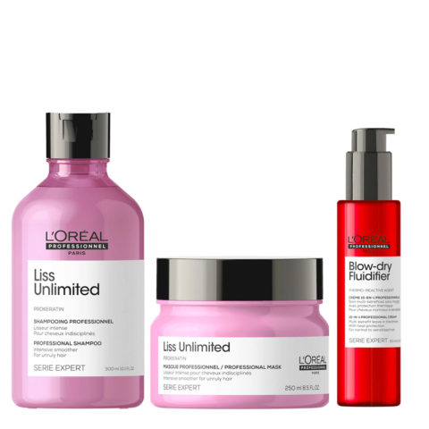 Paris Serie Expert Liss Unlimited Shampoo 300ml Mask 250ml Blow Dry Fluidifier Leave In 150ml