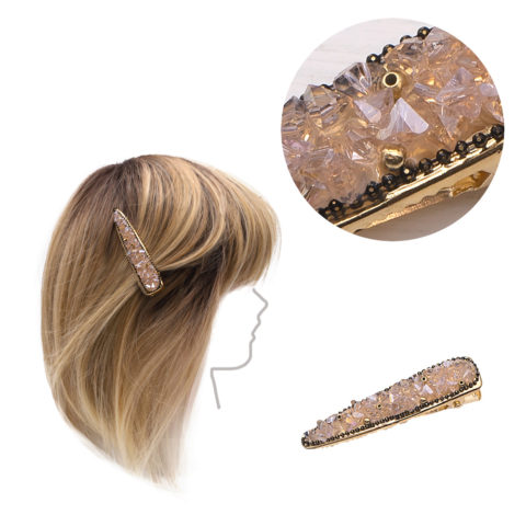 Barrette à cheveux avec perles de verre rose