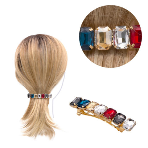 VIAHERMADA Barrette à cheveux en métal doré avec Strass  7,5cm