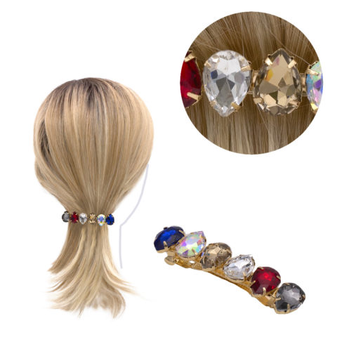 VIAHERMADA Barrette à cheveux en métal doré avec Strass en forme de Goutte 7,5cm