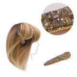 VIAHERMADA Barrette à cheveux avec Perles verre anthracite