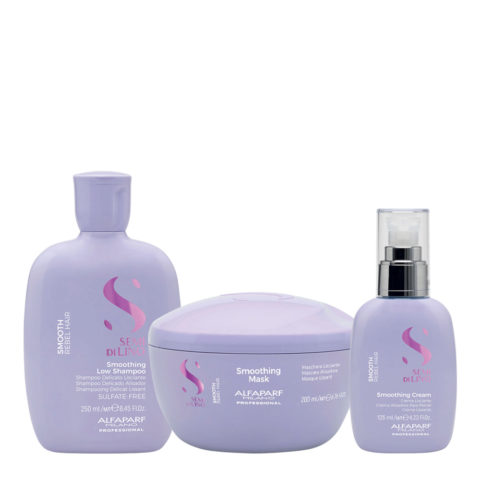 Alfaparf Semi di Lino Smoothing Kit Shampooing 250ml Masque 200ml Crème 125ml - cheveux indisciplinés