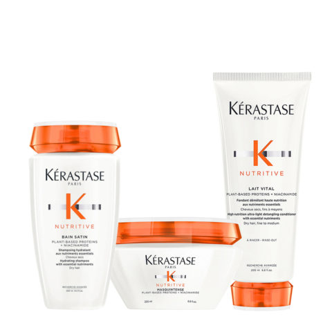 Kerastase Nutritive Bain Satin 250ml Masque Intense 200ml Lait Vital 200ml