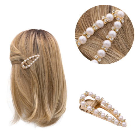 VIAHERMADA Pince à cheveux avec perles et strass en verre