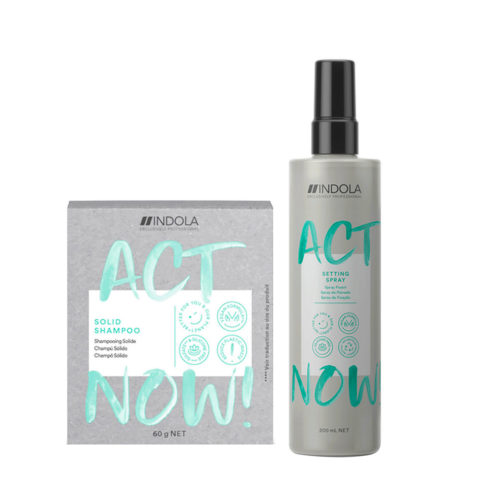 Indola Act Now Shampooing Solide 60gr + Spray démêlant Pour Tous Types De Cheveux 200ml