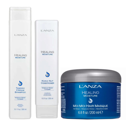L' Anza Healing Moisture Shampoo 300ml Conditioner 250ml Masque 200ml