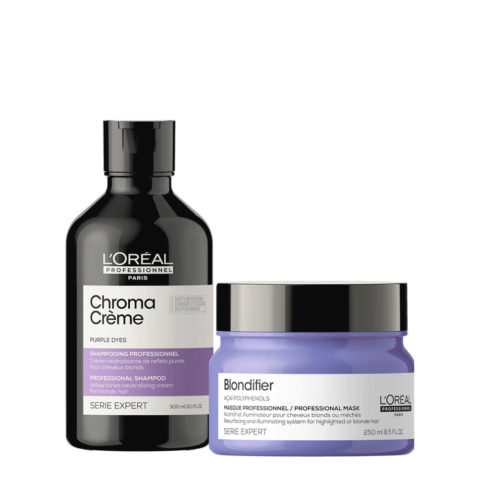 L'Oréal Professionnel Chroma Creme Purple Shampoo 300ml Blondifier Mask 250ml