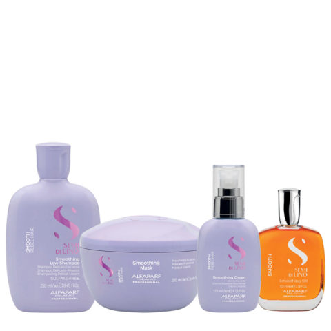 Alfaparf Semi di Lino Smoothing Kit Shampooing 250ml Masque 200ml Crème 125ml Oil 100ml