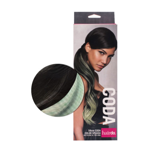 Hairdo Queue Color Splash Medium Brown / Light Green 58 cm - queue vert clair sur marron foncé