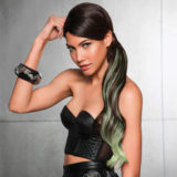 Hairdo Queue Color Splash Medium Brown / Light Green 58 cm - queue vert clair sur marron foncé