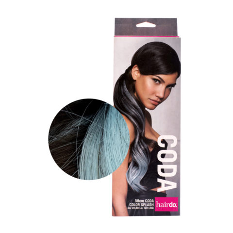 Hairdo Queue Color Splash Ebony / Blue 58 cm - queue bleu clair sur noir
