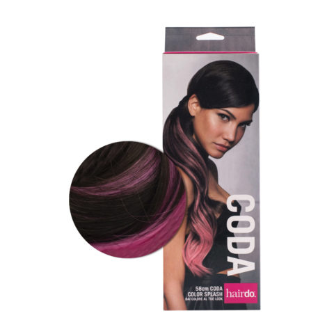 Hairdo Queue Color Splash Dark Chocolate /Pink 58 cm  - queue fuchsia sur marron moyen