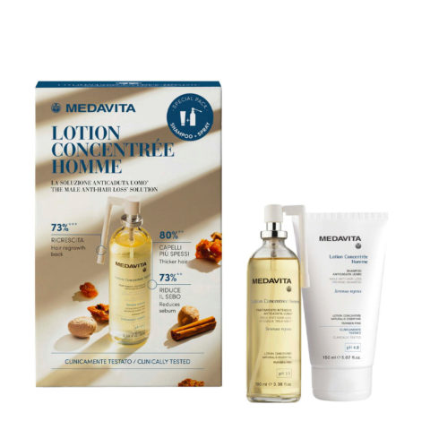 Medavita Lotion Concentree Homme Shampooing 150ml Traitement Antichute Intensif 100ml