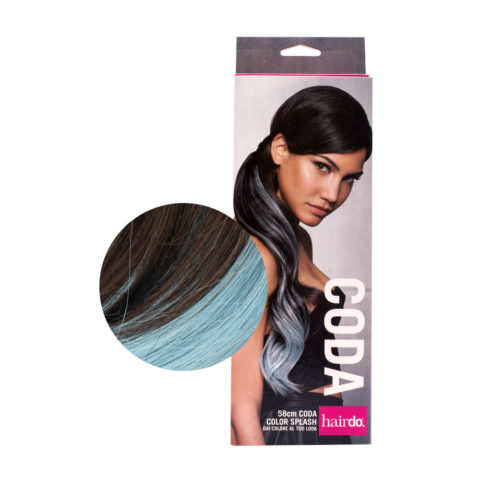 Hairdo Queue Color Splash Chestnut/ Blue 58cm - queue de cheval bleu clair sur brun moyen