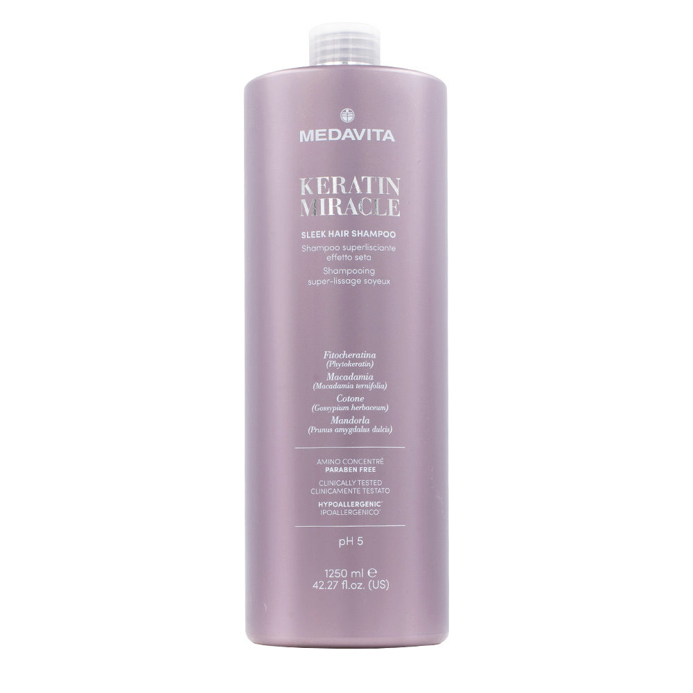 Medavita Lunghezze Keratin Miracle Sleek Hair Shampoo 1250ml - shampooing lissant