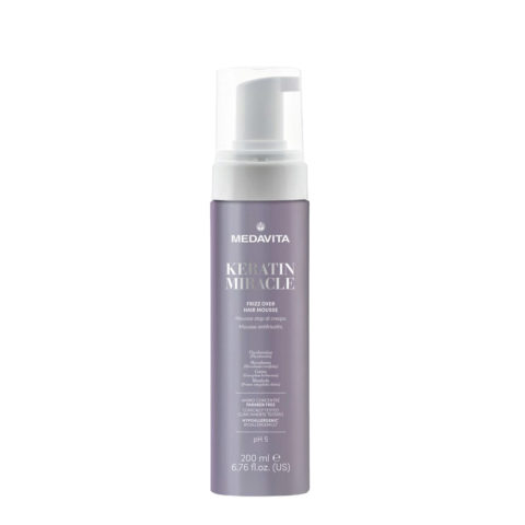 Medavita Lunghezze Keratin Miracle Frizz Over Hair Mousse 200ml - Mousse avant-mise en plis sans rinçage anti-frizz