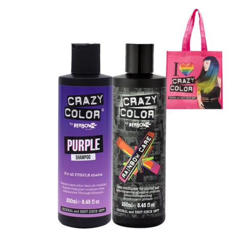 Crazy Color Shampoo Purple 250ml Deep Conditioner pour les cheveux colorés 250ml + Cabas en cadeau