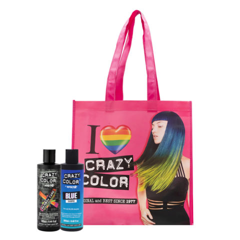 Crazy Color Shampoo Blue 250ml Deep Conditioner pour cheveux colorés 250ml + Cabas en cadeau