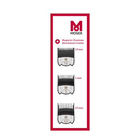 Moser Magnetic Premium - 3 contre-peignes magnétiques de 1,5/3/4,5 mm