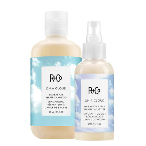 R+Co On A Cloud Baobab Oil Repair Shampoo 251ml Splash on Styler 124ml