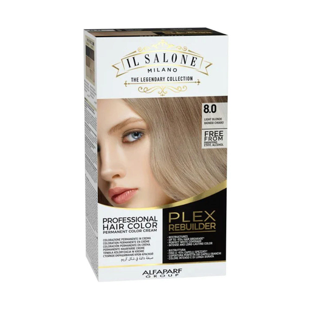 Alfaparf Milano Il Salone Plex Rebuilder Color Kit 8.0 Blond Clair- coloration permanente en crème