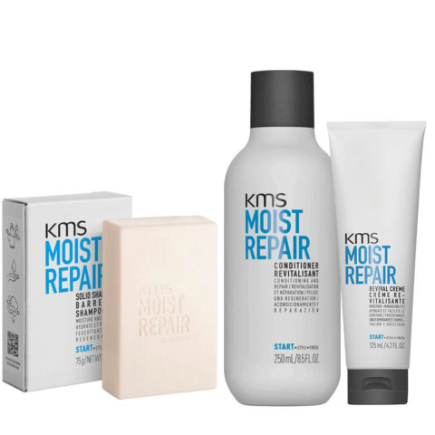 KMS Moist Repair Solid Shampoo Bar 75gr Conditioner 250ml Revival Creme 125ml