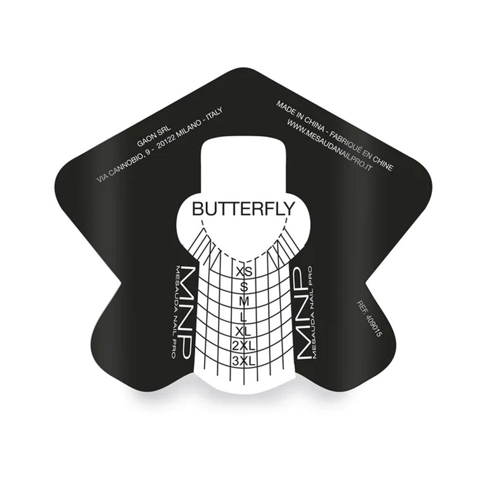Mesauda MNP Butterfly Nail Forms 250 pz - papiers chablons d'aluminium pour la construction des ongles