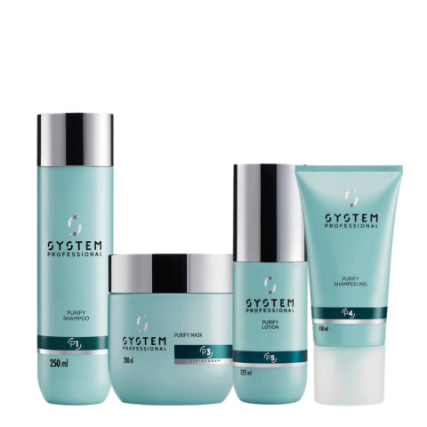 System Professional Purify Shampoo 250ml Shampeeling 150ml Mask 200ml Lotion 125ml