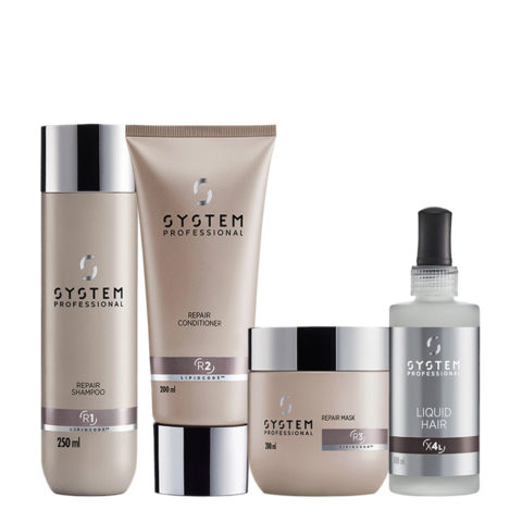 System Professional Repair Shampoo 250ml Conditioner 200ml Mask 200ml Liquid Hair 100ml