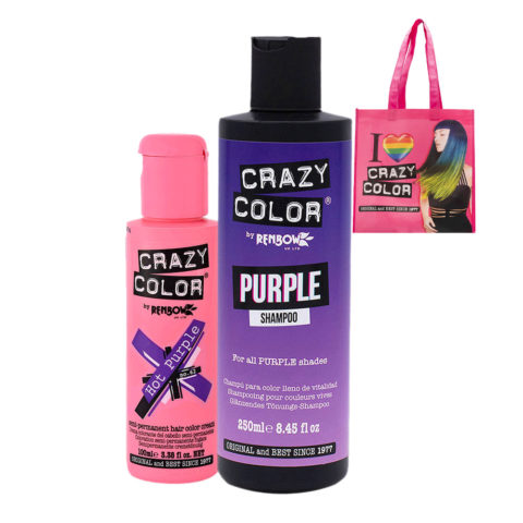 Crazy Color Hot Purple no 62, 100ml Shampoo Purple 250ml + Shopper cadeau