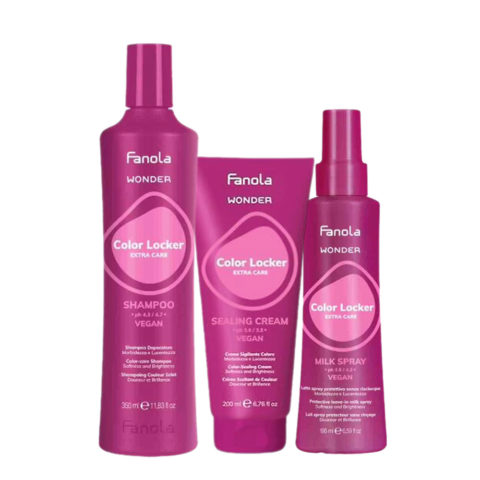 Fanola Wonder Color Locker Shampoo 350ml Sealing Cream 200ml Milk Spray 195ml