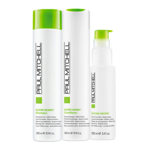 Paul Mitchell Super Skinny Shampoo 300ml Conditioner 300ml Gloss Drops 100ml