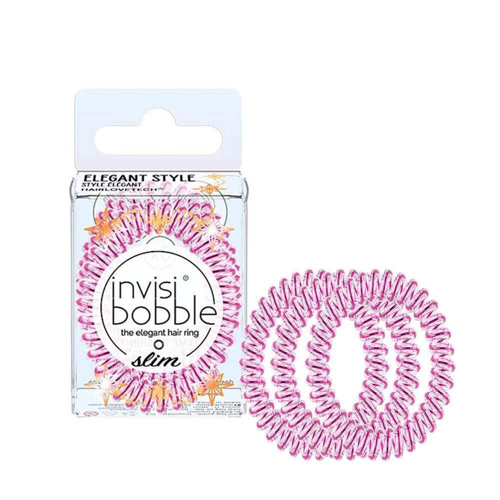 Invisibobble Slim Time To Shine La Vie En Rose 3pcs - élastique spirale pour cheveux fins