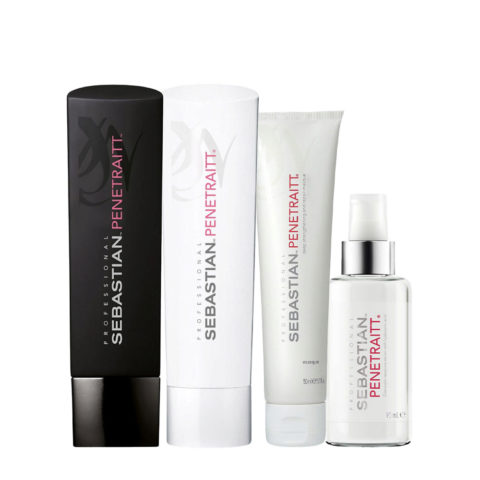 Sebastian Foundation Penetraitt Shampoo 250ml Conditioner 250ml Treatment Masque 150ml Overnight Repairing Serum 95ml