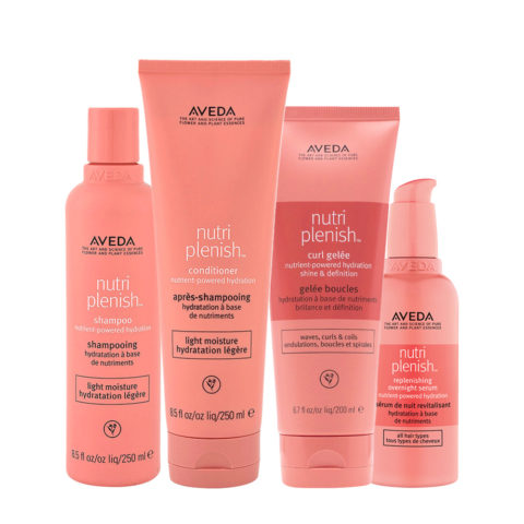 Aveda Nutri Plenish Light Moisture Shampoo 250ml Conditioner 250ml Curl Gelee 200ml Serum 100ml