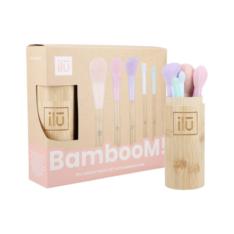 Ilū Make Up Bamboom Brush 5pz+Tube Set - set de 5 pinceaux+conteneur