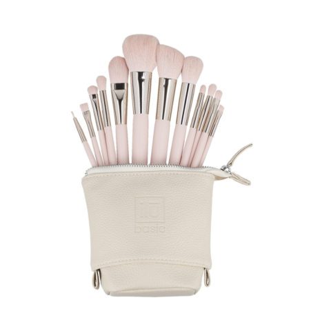 Makeup Brushes 12pz + Case Set Pink  - set de pinceaux