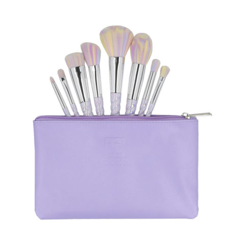 8 Makeup Brushes + Case Set Unicorn Light - set de pinceaux