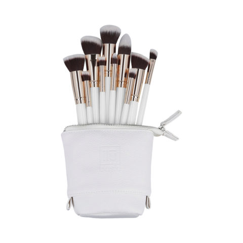 Makeup Basic Brushes 10pz + Case Set White - set de pinceaux