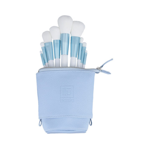 Makeup Basic Brushes 9pz + Case Set Blue - set de pinceaux