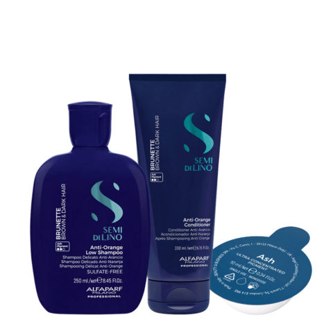 Semi di Lino Brunette Anti-Orange Shampoo 250ml Conditioner 200ml Pigment 10ml