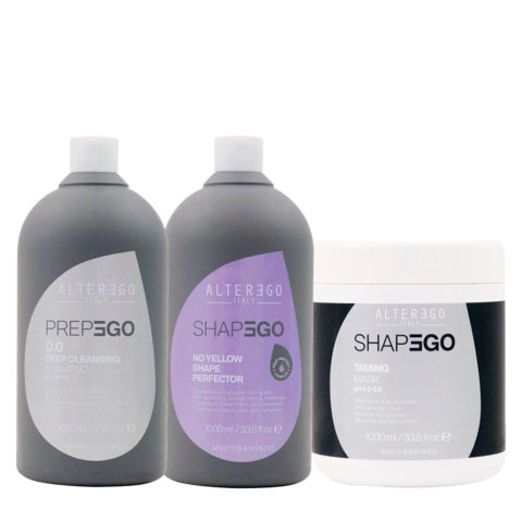 Shapego PrepEgo 0.0 Deep Cleansing Shampoo 1000ml No Yellow Shape Perfector 1000ml Taming Mask 1000ml
