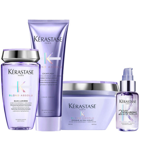 Blond Absolu Bain Lumière 250ml Cicaflash 250ml Masque Ultra Violet 200ml Serum 2% Hyaluronic Acid 50ml