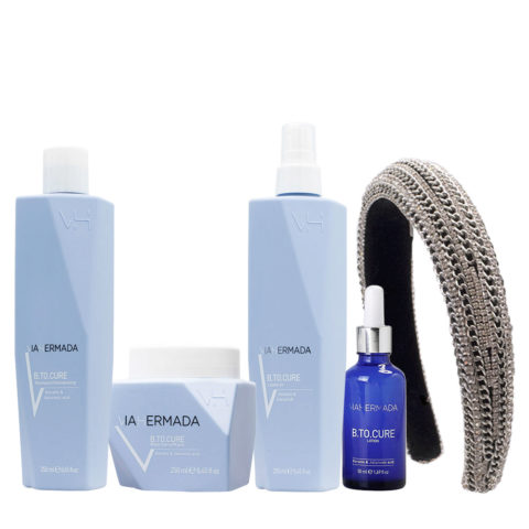 VIAHERMADA B.to.cure Shampoo 250ml Mask 250ml Leave in 250ml Lotion 50ml + Bandeau Bombé Gratuit