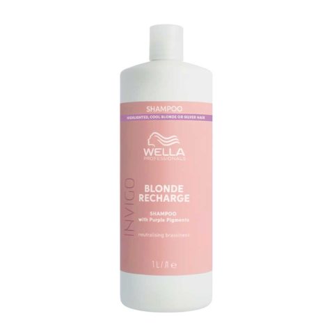 Wella Invigo Blonde Recharge Cool Neutralizing Shampoo 1000ml - shampoing cheveux blonds